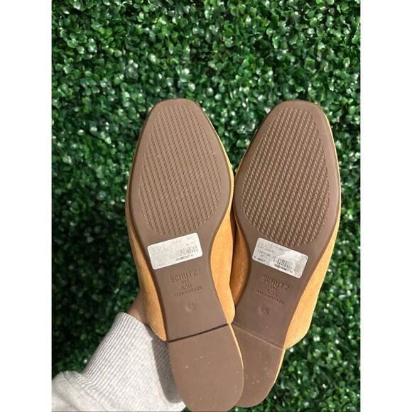 SCHUTZ TAN CARAMEL SUEDE MULE FLAT SZ 6.5B - Picture 2 of 3